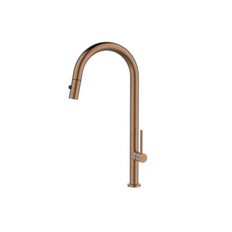 Изображение товара Смеситель для кухонной мойки Alveus Nova - PS Monarch 1150858, выдвижной излив, PVD медь брашированная
