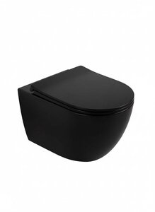 Изображение товара Подвесной унитаз Wonzon & Woghand Nile WW-UP2210-MB, безободковый, крышка-сиденье микролифт, смыв торнадо, черный матовый