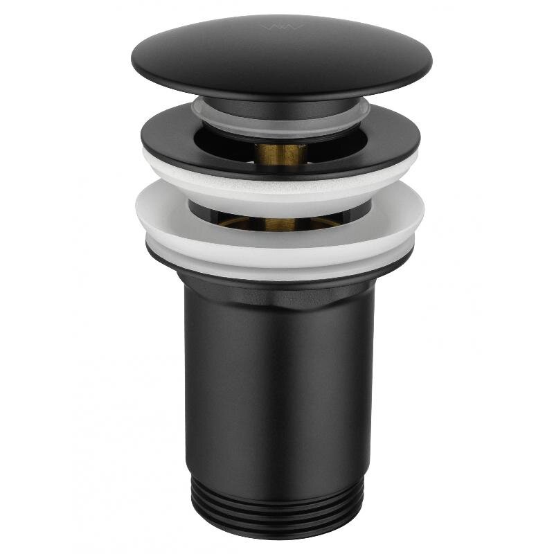 Изображение товара Донный клапан для раковины Wonzon & Woghand WW-88SS09-MB, без перелива, клик-клак, цвет черный матовый