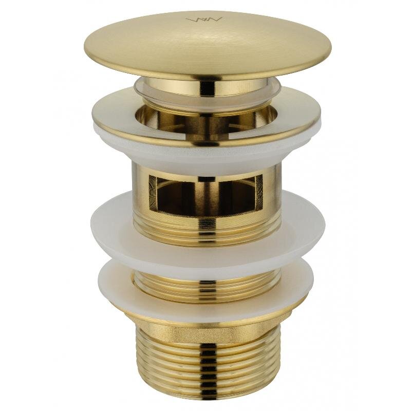 Изображение товара Донный клапан для раковины Wonzon & Woghand WW-88SS01-BG, с переливом, клик-клак, PVD золото брашированное