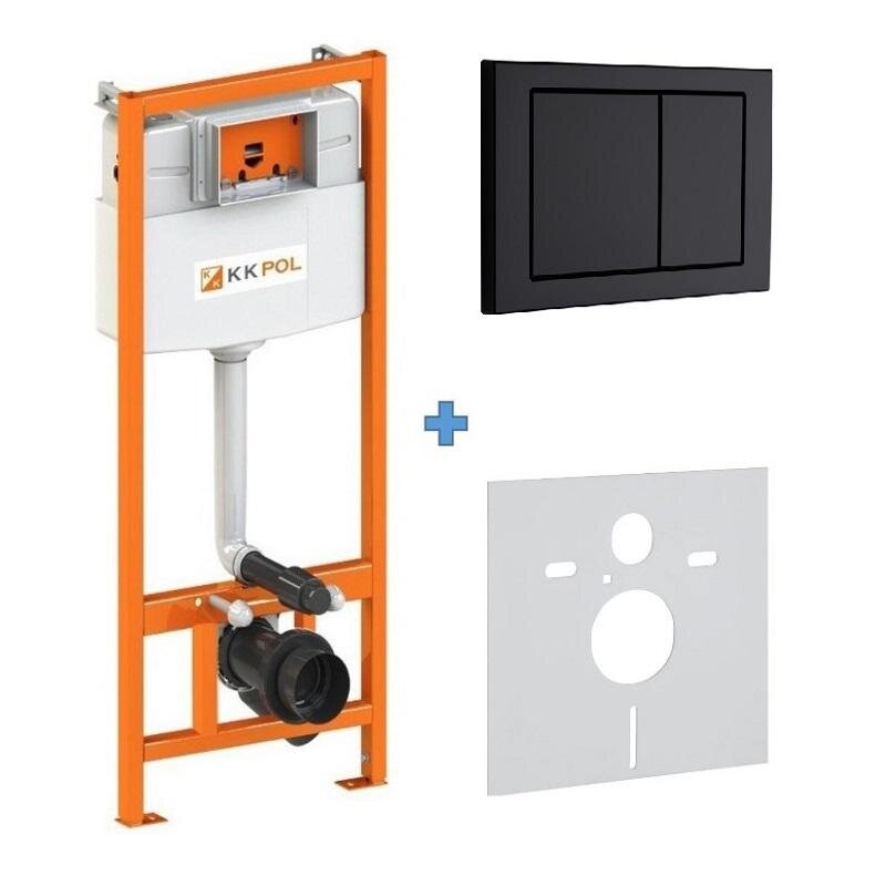 Изображение товара Инсталляция для унитаза KKPol Standard с клавишей M05 черная, регулируемый слив