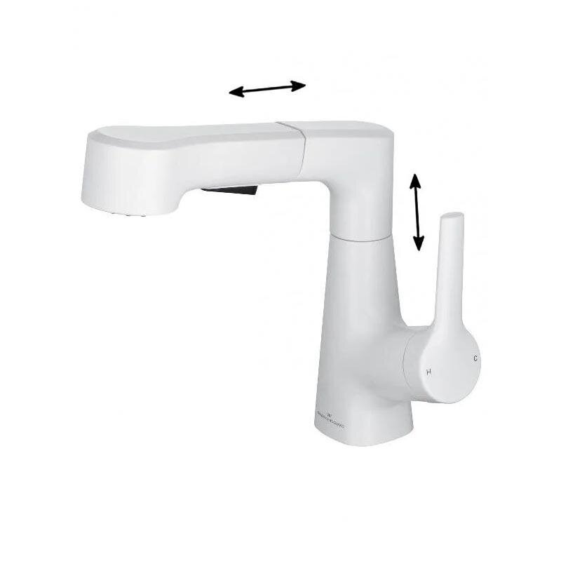 Изображение товара Смеситель для раковины Wonzon & Woghand WW-121B108-MW, с выдвижным изливом, цвет белый матовый