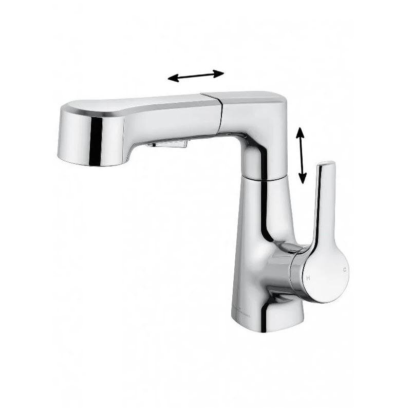 Изображение товара Смеситель для раковины Wonzon & Woghand WW-121B108-CR, с выдвижным изливом, цвет хром