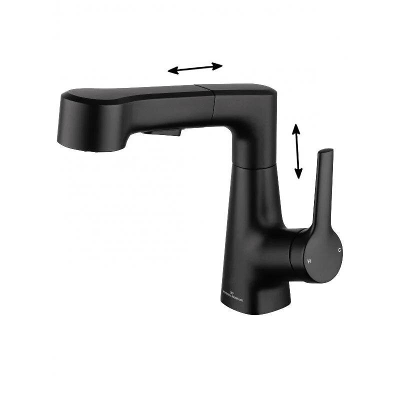 Изображение товара Смеситель для раковины Wonzon & Woghand WW-121B108-MB, с выдвижным изливом, цвет черный матовый