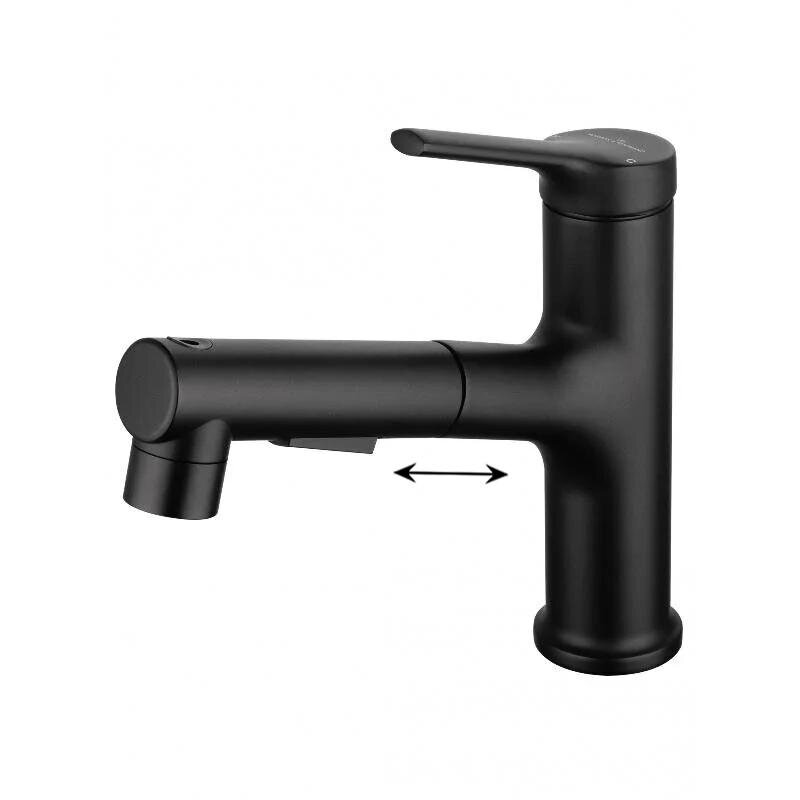 Изображение товара Смеситель Wonzon & Woghand WW-A40862-MB для раковины с выдвижным изливом (черный матовый)