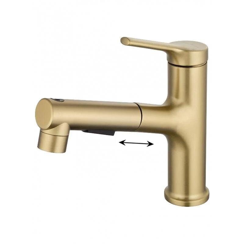 Изображение товара Смеситель для раковины Wonzon & Woghand WW-A40862-BG, с выдвижным изливом, PVD золото брашированное