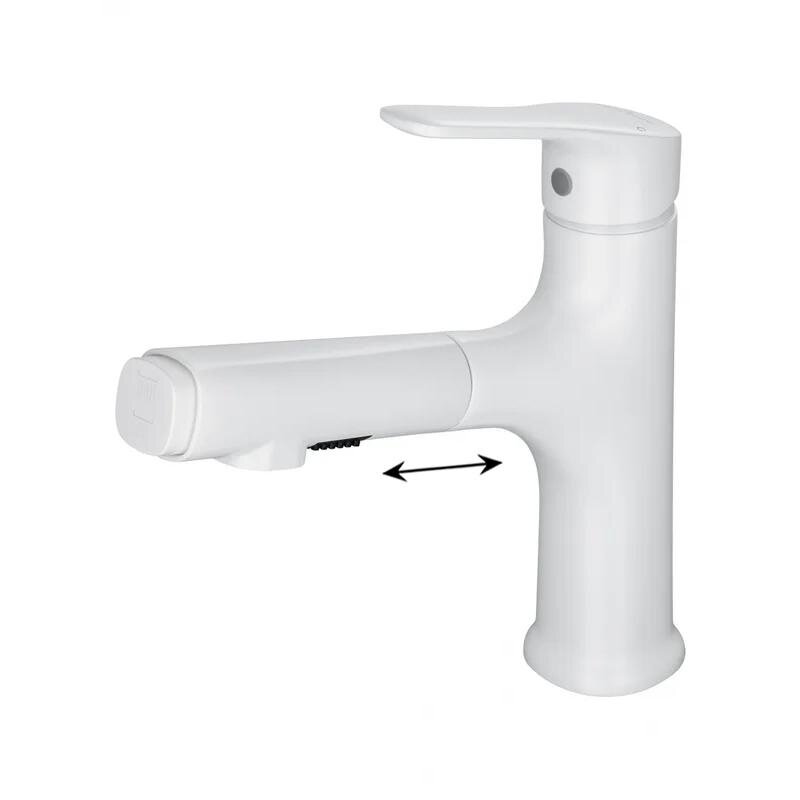 Изображение товара Смеситель Wonzon & Woghand WW-AE4151-MW с выдвижным изливом, белый матовый