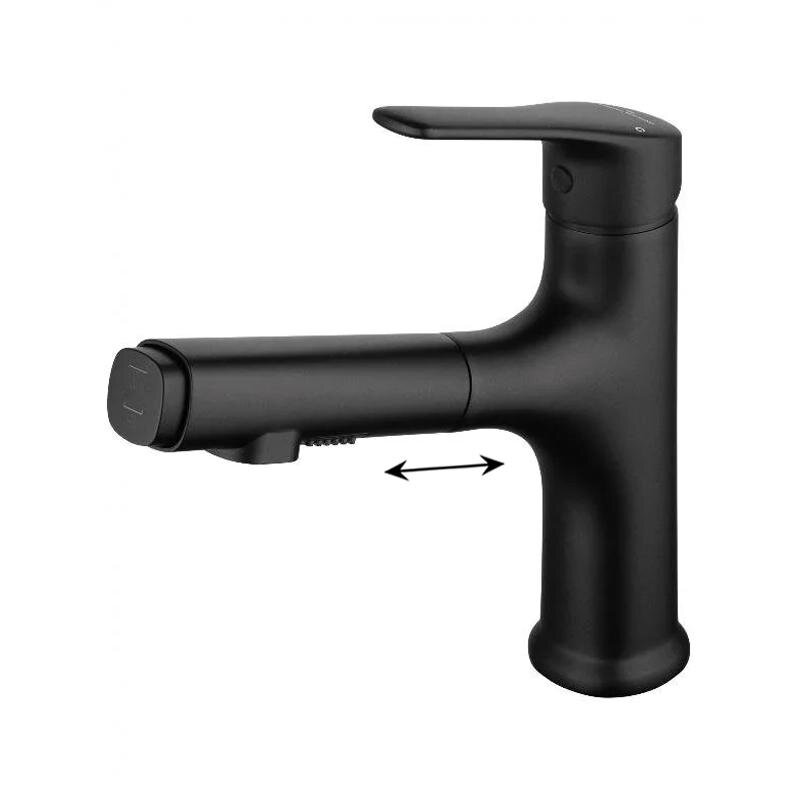 Изображение товара Смеситель для раковины Wonzon & Woghand WW-AE4151-MB, с выдвижным изливом, цвет черный матовый