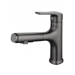 Изображение товара Смеситель для раковины Wonzon & Woghand WW-AE4151-BGG, с выдвижным изливом, PVD темный графит