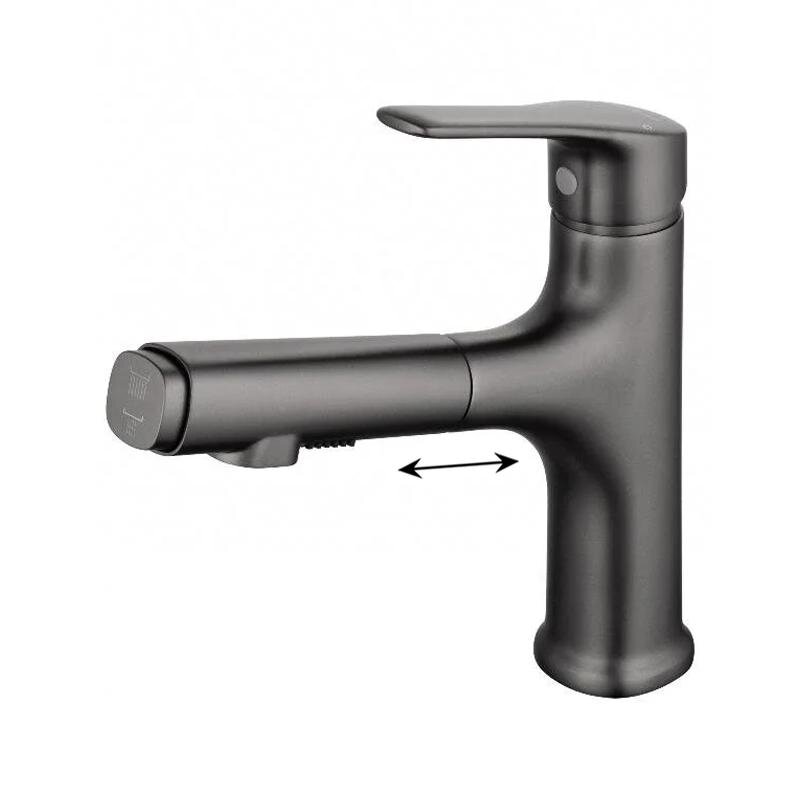 Изображение товара Смеситель для раковины WW-AE4151-BGG, выдвижной излив, PVD графит