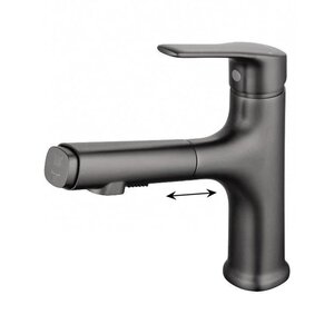 Изображение товара Смеситель для раковины Wonzon & Woghand WW-AE4151-BGG, с выдвижным изливом, PVD темный графит