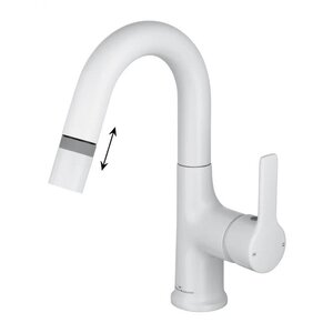 Изображение товара Смеситель для раковины Wonzon & Woghand WW-FE01L212-MW, с выдвижным изливом, цвет белый матовый