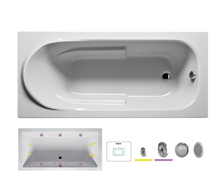 Изображение товара Гидромассажная ванна Riho Columbia 175x80 см акрил, подводная подсветка, 10 лет гарантия