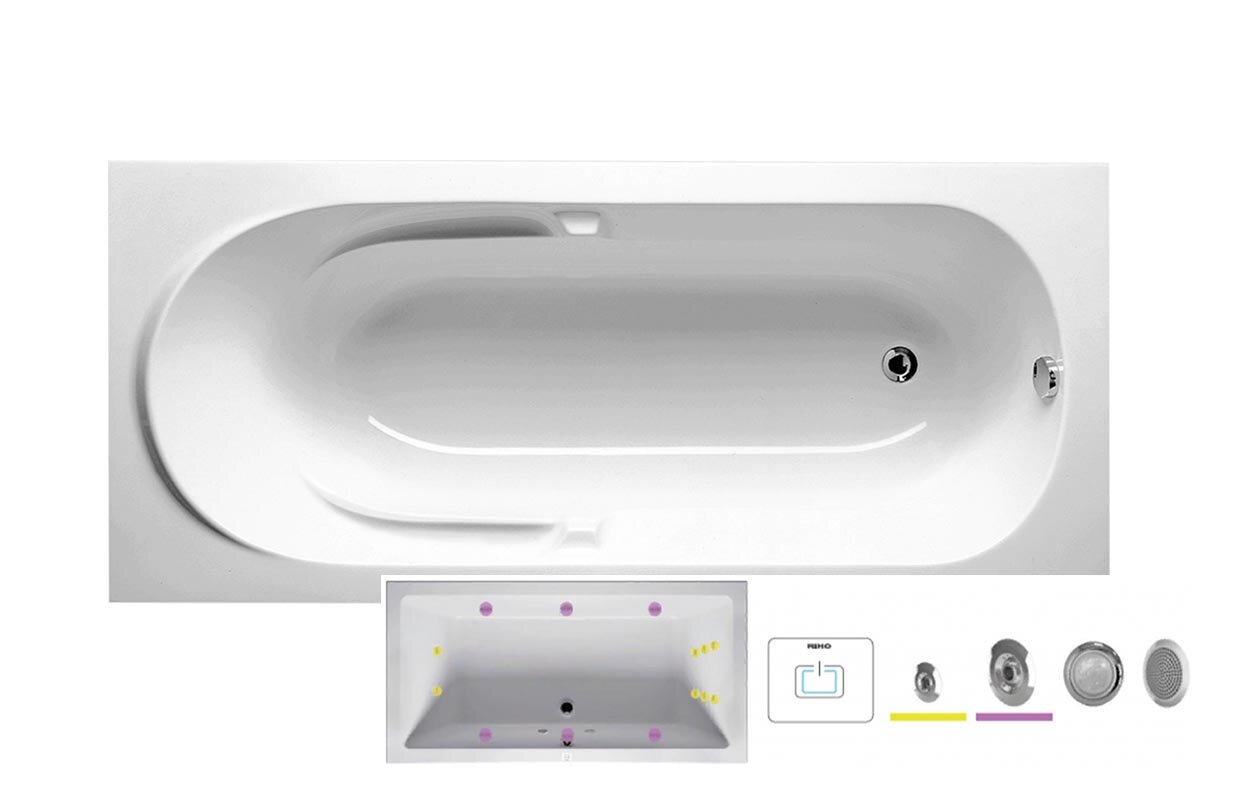 Изображение товара Ванна Riho Future 170x75 FLOW — гидромассаж, подсветка, 10 лет гарантии