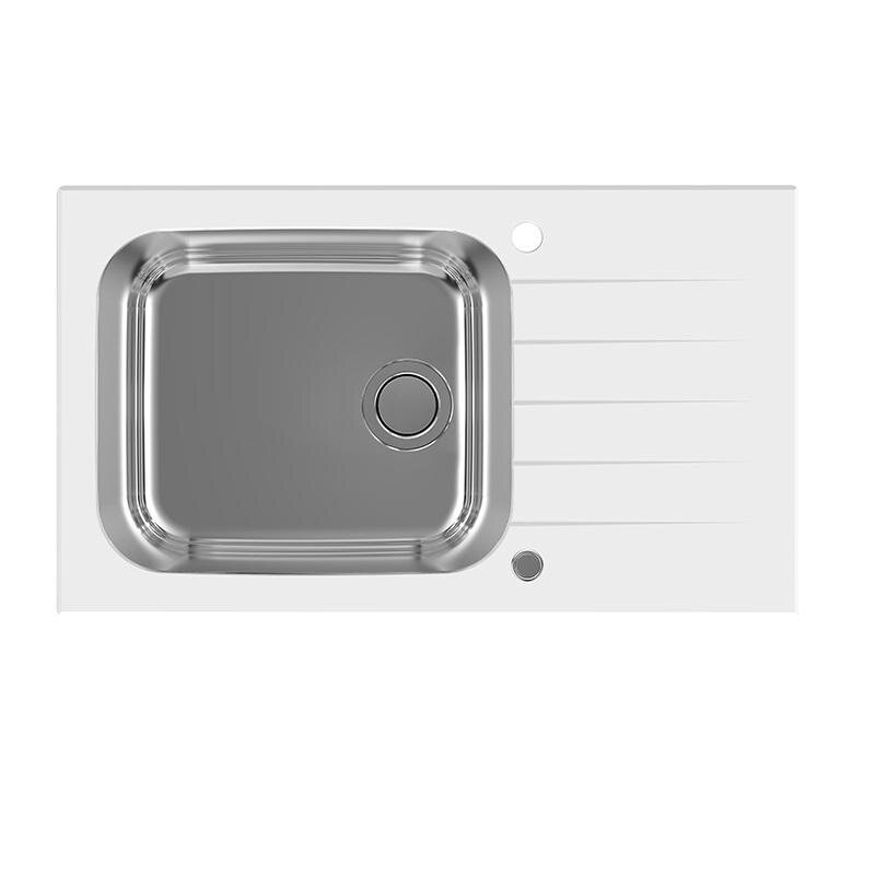 Изображение товара Мойка кухонная Alveus Glassix 40 1123644 белая нержавеющая сталь стекло