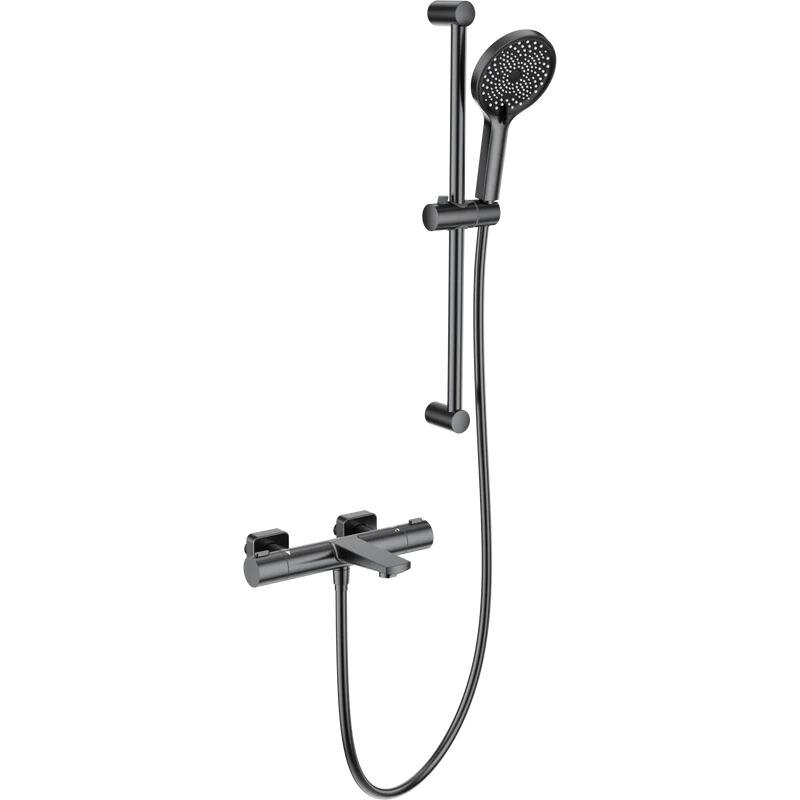 Изображение товара Смеситель для ванны и душа Wonzon & Woghand WW-C2021-A-BGG, термостатический, с душевым гарнитуром, PVD темный графит