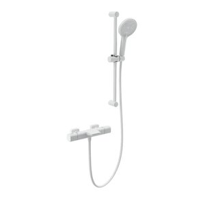 Изображение товара Смеситель для ванны и душа Wonzon & Woghand Plate WW-C2017-A-MW, термостатический, с душевым гарнитуром, цвет белый матовый