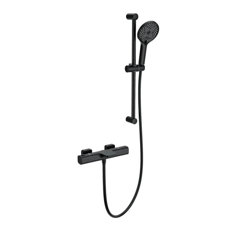 Изображение товара Термостатический смеситель для ванны и душа Wonzon & Woghand черный матовый с душевым гарнитуром