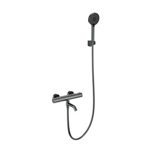 Изображение товара Смеситель для ванны и душа Wonzon & Woghand WW-B3029-A1-BGG, термостатический, с душевым гарнитуром, PVD темный графит