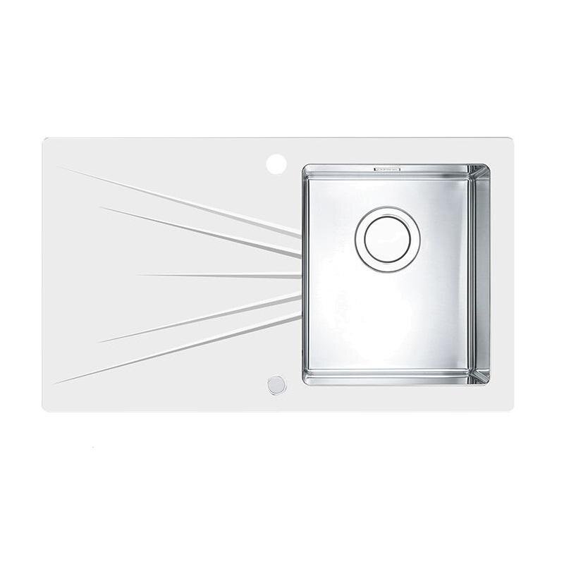 Изображение товара Мойка кухонная Alveus Karat 10 1123795/1123796, 86 х 50 см, левая/правая, нержавеющая сталь/белое стекло 