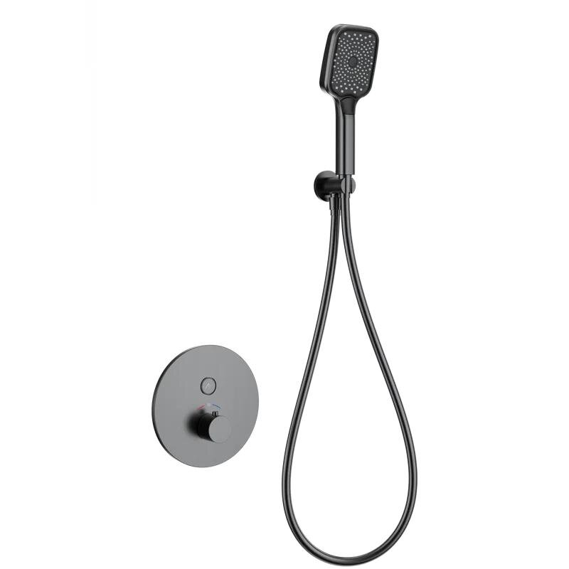 Изображение товара Смеситель для душа Wonzon & Woghand WW-D1017-A-BGG, термостатический, с внутренней частью, с душевым гарнитуром, PVD темный графит