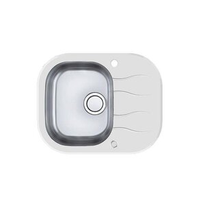Изображение товара Мойка кухонная Alveus Wave 10 1123810, 62 х 50 см, нержавеющая сталь/ белое стекло
