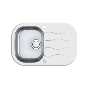Изображение товара Мойка кухонная Alveus Wave 20 1123813, 76 х 50 см, нержавеющая сталь/белое стекло