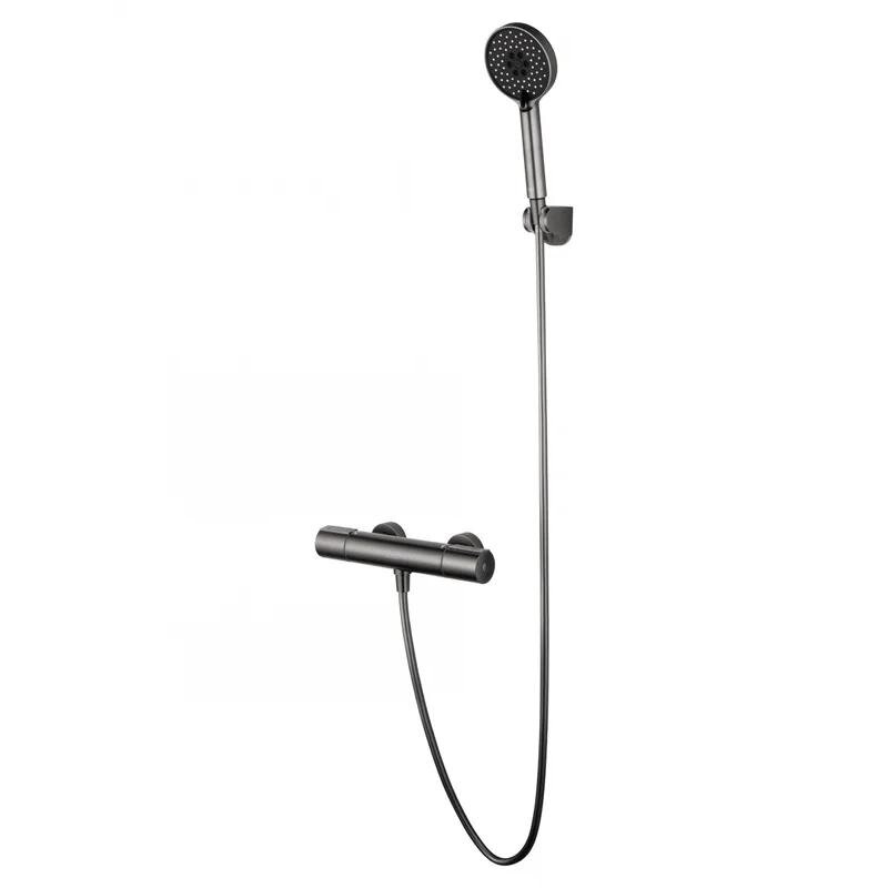 Изображение товара Смеситель для душа Wonzon & Woghand Inn WW-A2006-A-BGG, термостатический, с душевым гарнитуром, PVD темный графит