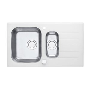 Изображение товара Мойка кухонная Alveus Glassix 20 1123822, 86 х 50 см, нержавеющая сталь/белое стекло