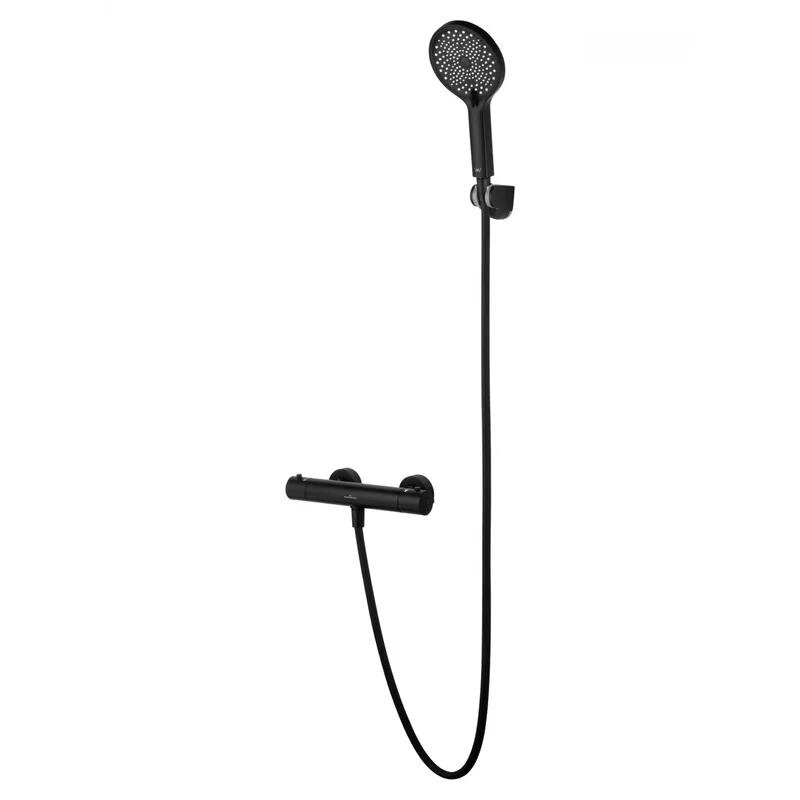 Изображение товара Смеситель для душа Wonzon & Woghand Inn WW-B2065-A-MB, термостатический, с душевым гарнитуром, цвет черный матовый