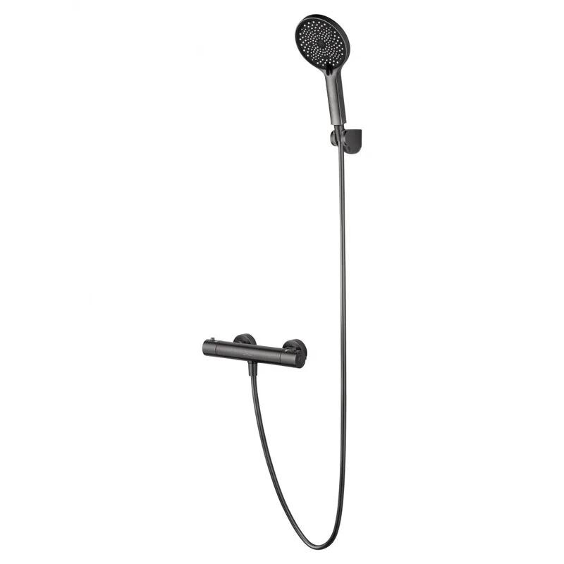 Изображение товара Смеситель для душа Wonzon & Woghand Inn WW-B2065-A-BGG, термостатический, с душевым гарнитуром, PVD темный графит