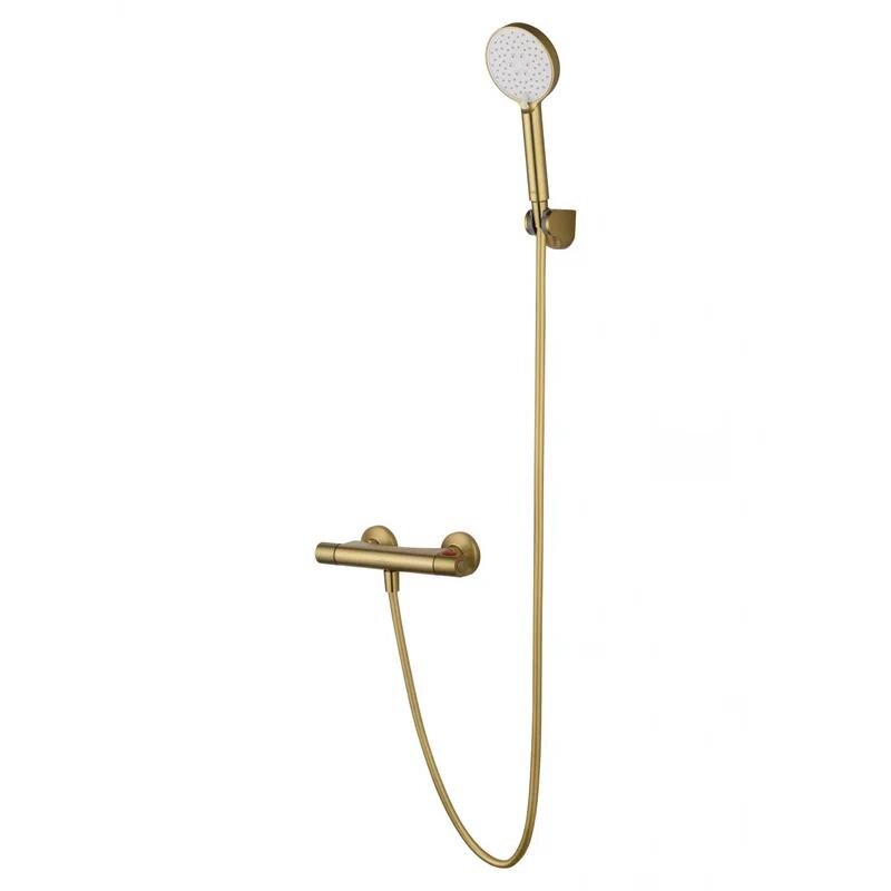 Изображение товара Смеситель для душа Wonzon & Woghand Inn WW-B2005-A-BG, термостатический, с душевым гарнитуром, PVD золото брашированное