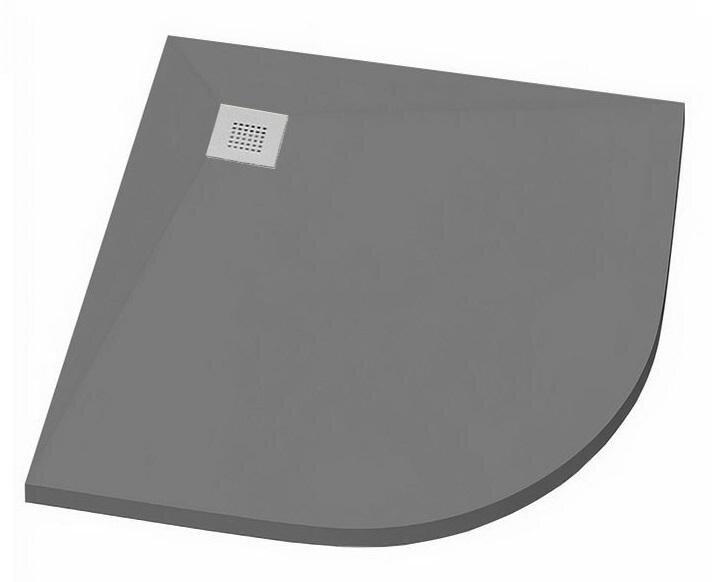 Изображение товара Душевой поддон Bas Essentia R ЛП00315, 80 х 80 см, четверть круга, литьевой мрамор, графит