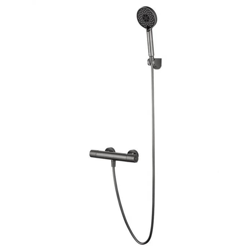 Изображение товара Смеситель для душа Wonzon & Woghand Inn WW-B2029-A-BGG, термостатический, с душевым гарнитуром, PVD темный графит