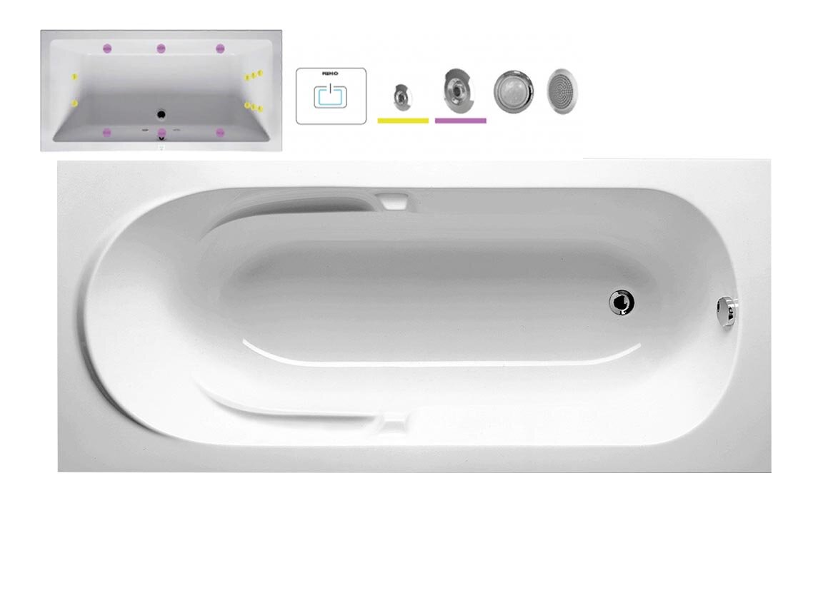 Изображение товара Ванна Riho Future 180x80 FLOW с гидромассажем и подсветкой Изображение товара Ванна Riho Future 180x80 FLOW с гидромассажем и подсветкой