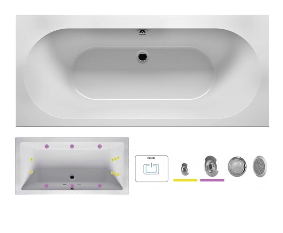 Изображение товара Гидромассажная ванна Riho Carolina 190x80 см с подсветкой и форсунками