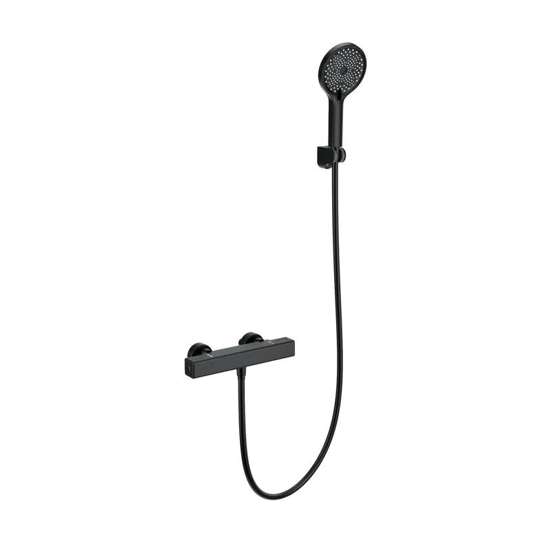 Изображение товара Смеситель для душа Wonzon & Woghand Stay WW-B2016-A-MB, термостатический, с душевым гарнитуром, цвет черный матовый