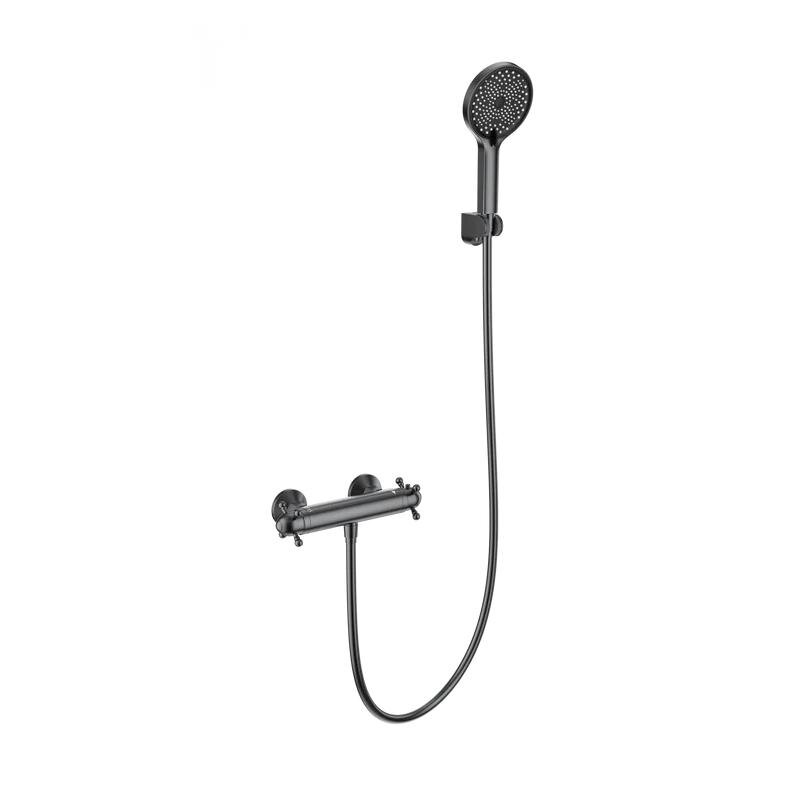 Изображение товара Смеситель для душа Wonzon & Woghand Strato WW-B2048-A-BGG, термостатический, с душевым гарнитуром, PVD темный графит