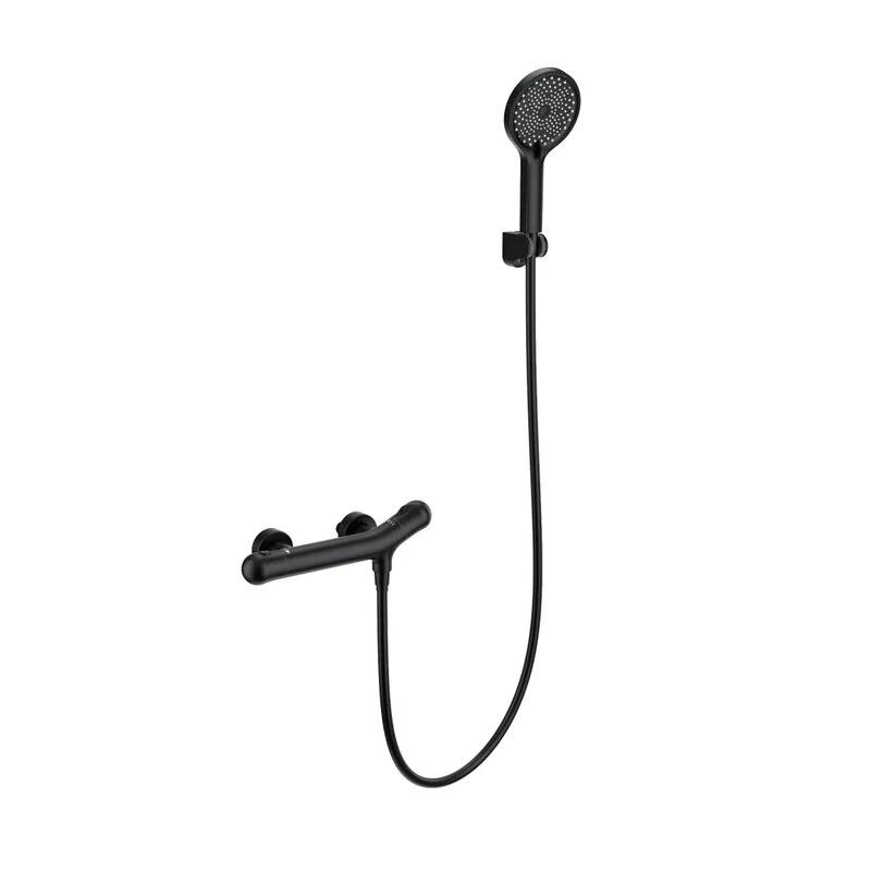 Изображение товара Смеситель для душа Wonzon & Woghand T-1000 WW-B2057-A-MB, термостатический, с душевым гарнитуром, цвет черный матовый