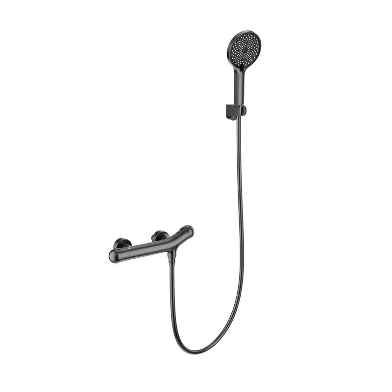 Изображение товара Смеситель для душа Wonzon & Woghand T-1000 WW-B2057-A-BGG, термостатический, с душевым гарнитуром, PVD темный графит