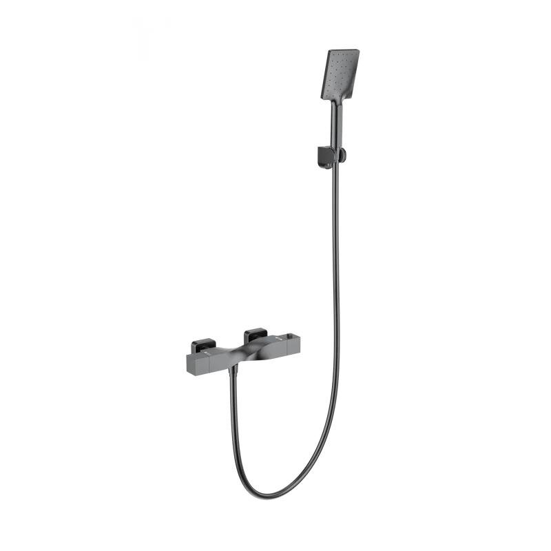 Изображение товара Смеситель для душа Wonzon & Woghand Twist WW-B2025-A-BGG, термостатический, с душевым гарнитуром, PVD темный графит