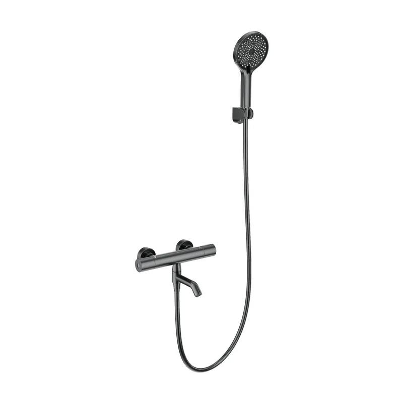 Изображение товара Смеситель для ванны и душа Wonzon & Woghand Inn WW-B3013-A1-BGG, термостатический, с душевым гарнитуром, PVD темный графит