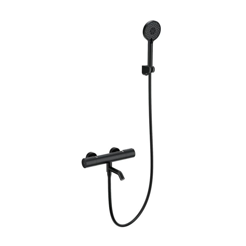 Изображение товара Смеситель для ванны и душа Wonzon & Woghand Inn WW-A2006-A1-MB, термостатический, с душевым гарнитуром, цвет черный матовый