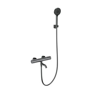 Изображение товара Смеситель для ванны и душа Wonzon & Woghand Inn WW-A2006-A1-BGG, термостатический, с душевым гарнитуром, PVD темный графит