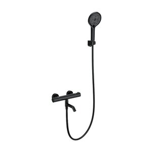 Изображение товара Смеситель для ванны и душа Wonzon & Woghand Inn WW-B2065-A1-MB, термостатический, с душевым гарнитуром, цвет черный матовый