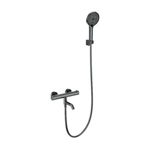 Изображение товара Смеситель для ванны и душа Wonzon & Woghand Inn WW-B2065-A1-BGG, термостатический, с душевым гарнитуром, PVD темный графит