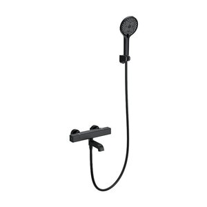 Изображение товара Смеситель для ванны и душа Wonzon & Woghand Stay WW-B2016-A1-MB, термостатический, с душевым гарнитуром, цвет черный матовый