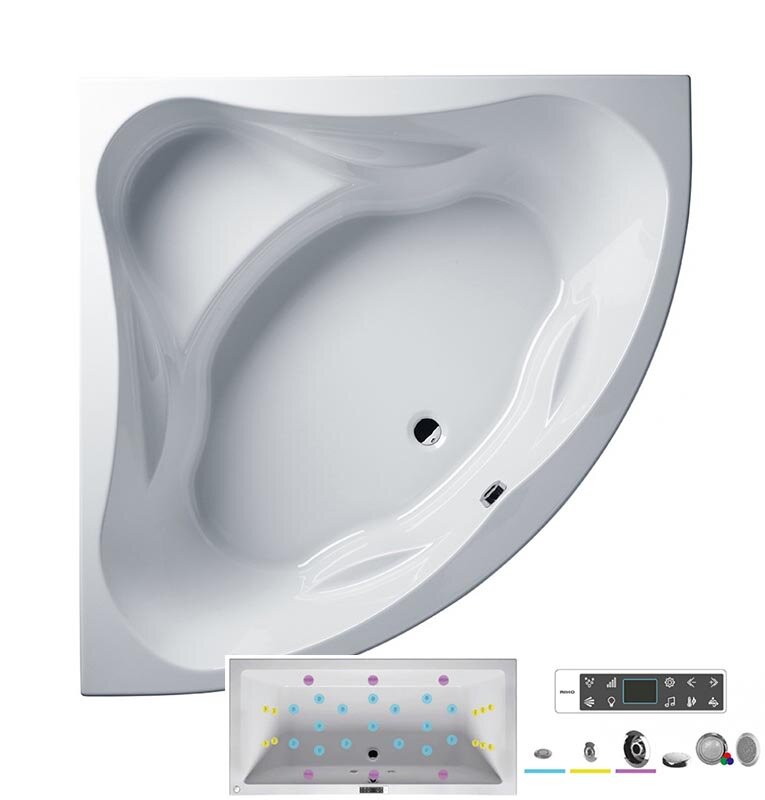 Изображение товара Гидромассажная ванна Riho Neo 150x150 см, акрил, угловая, белая, с аудиосистемой