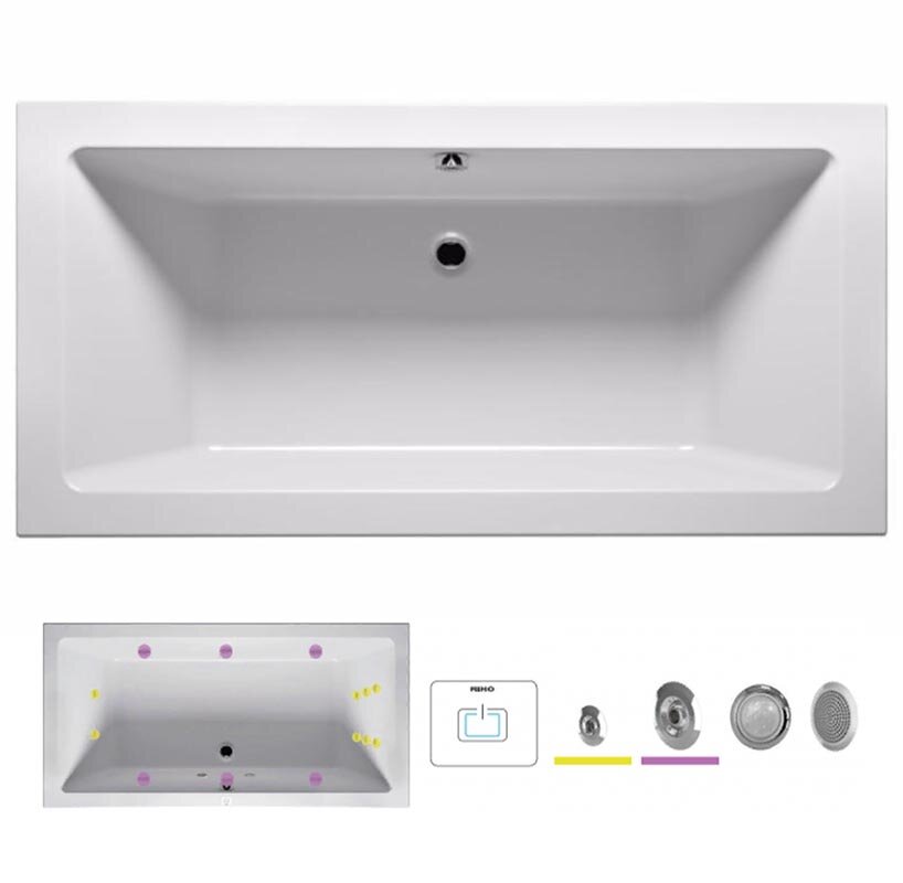 Изображение товара Riho Lugo FLOW2 - гидромассажная ванна 190×80 см, подсветка