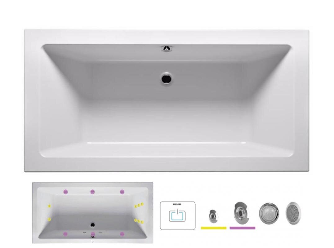 Изображение товара Riho Lugo FLOW 180x90 - гидромассажная ванна, подводная подсветка